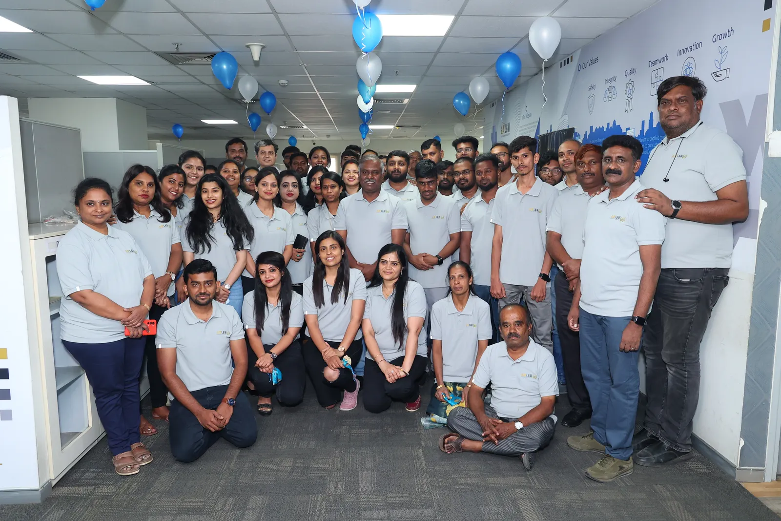 The L&W team celebrating 20 years inside the Bengaluru office